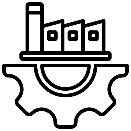 Icono engranaje con fábrica